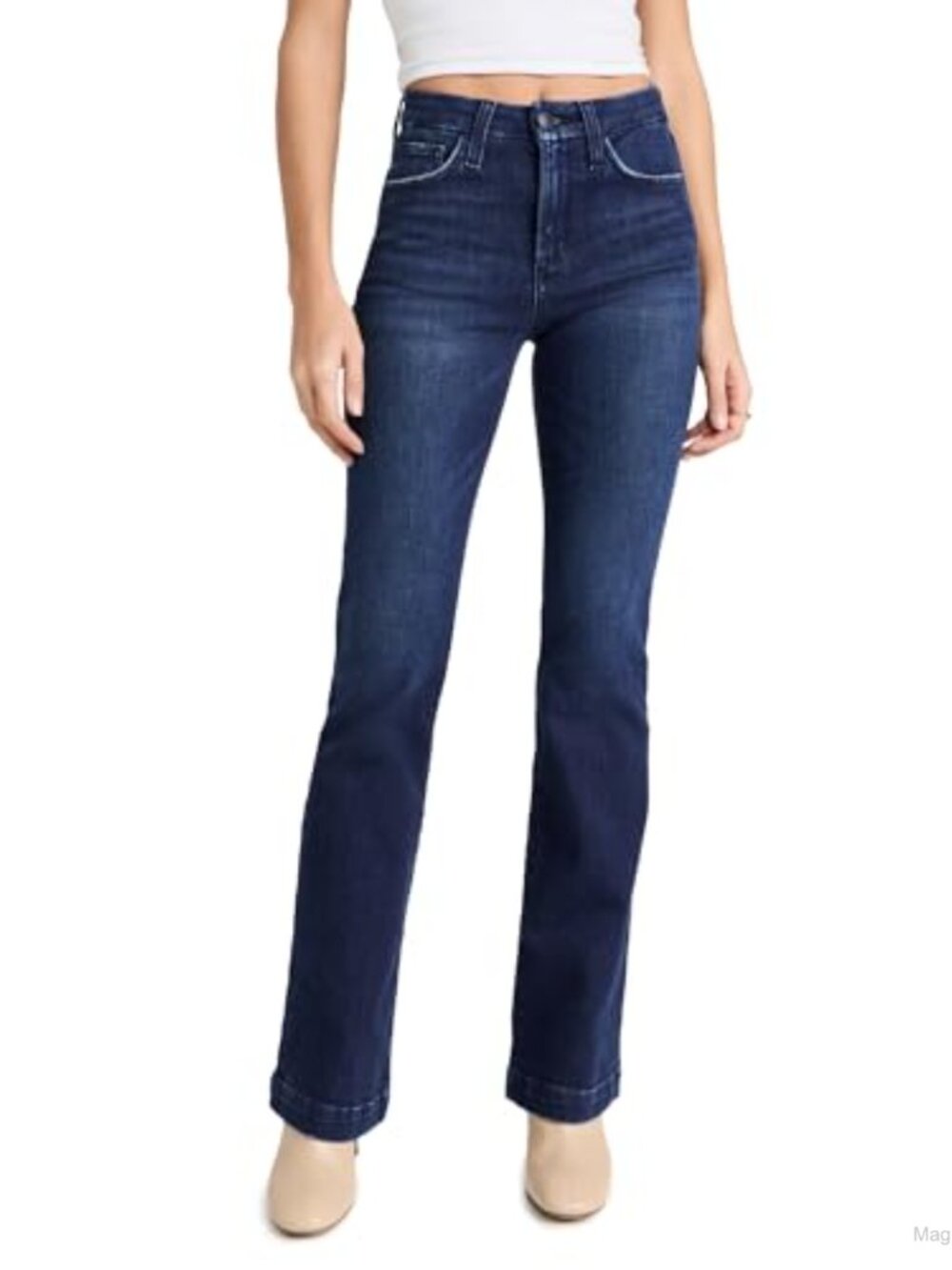 High Rise Bootcut Jeans Stretch Denim Trouser Hem Long Inseam